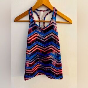 IVIVVA by Lululemon Racerback Y tank top, Blue/Red/Pink pattern, Size 8 kids